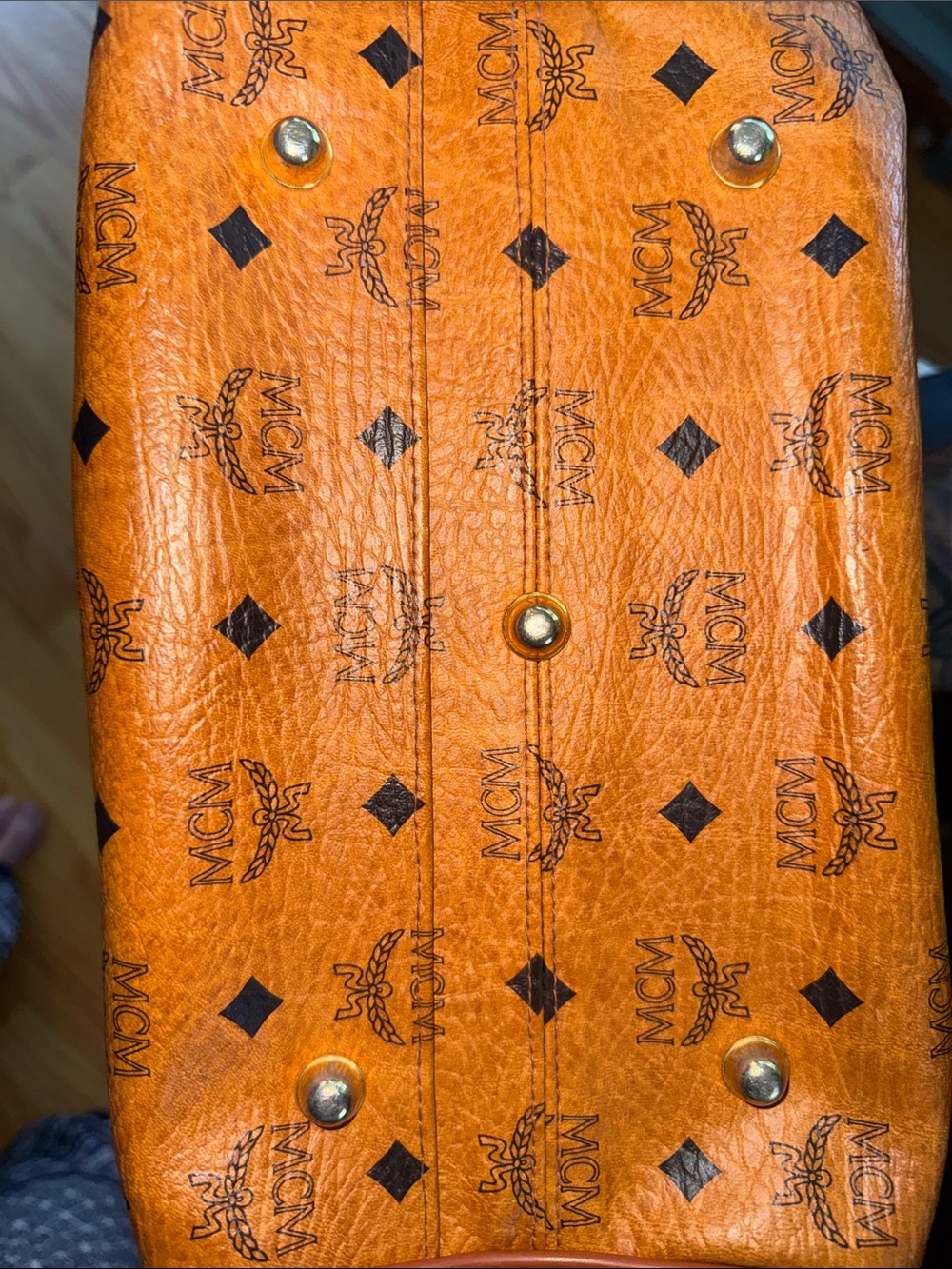 Authentic MCM Cognac Logo Boston bag Heritage Visetos Satchel made in Germany - Picture 7 of 8